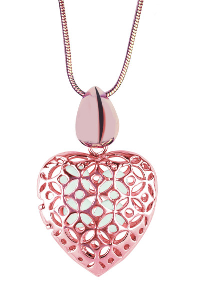 Pendentif parfum cœur doré rose