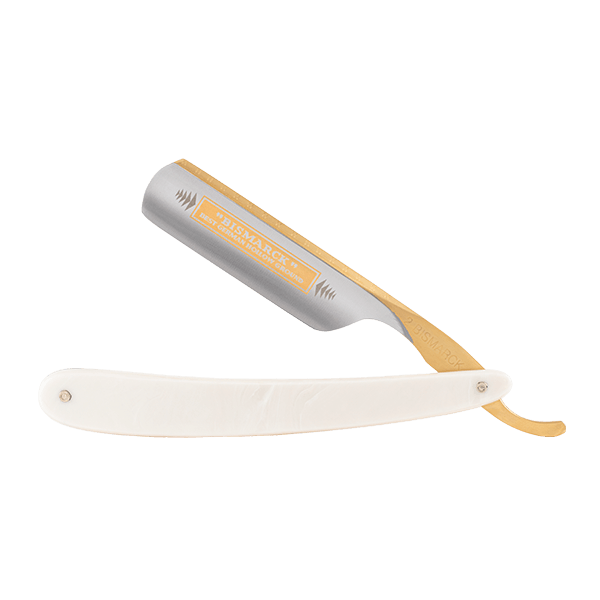 Rasoirs droits 6/8" carbon | Bismarck | Optique acrylique perlée blanche