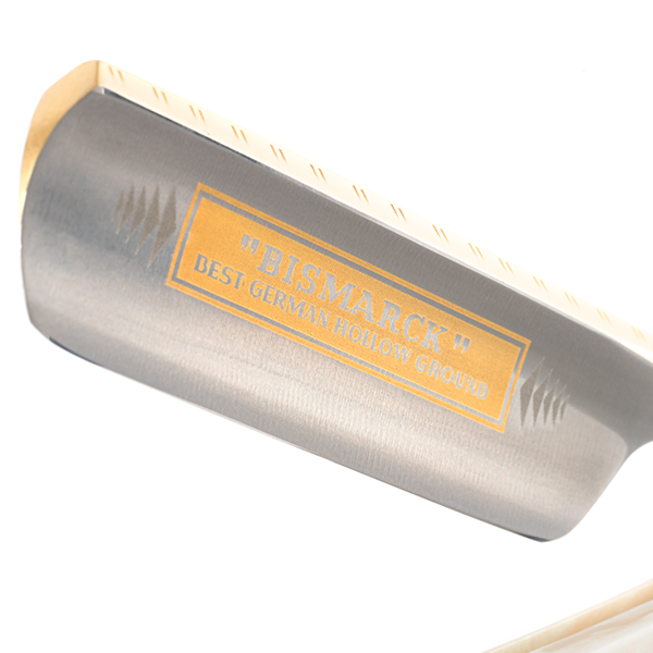 Rasoirs droits 6/8" carbon | Bismarck | Optique acrylique perlée blanche