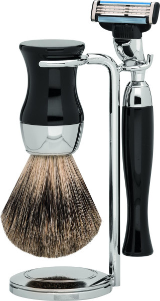Set de rasage | Gillette® Mach3® | résine précieuse noir | pur-gris "Series Premium Design VIENNE