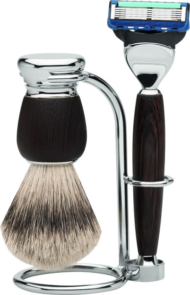 Set de rasage |Gillette® Fusion™| pur-argenté | Bois de wengé "Serie Premium Design MILANO"