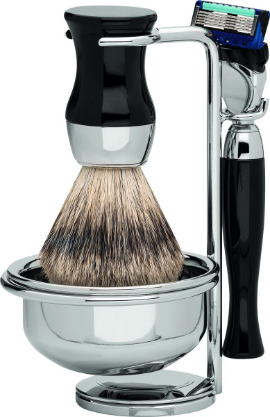Set de rasage | Gillette® Fusion™ | résine précieuse noir | pur-argenté "Series Premium Design VIENNE