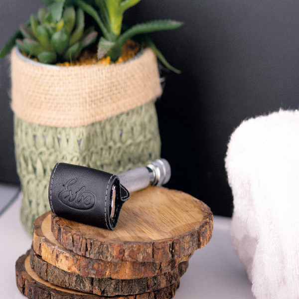 Protège-lame pour rasoir humide cuir noir